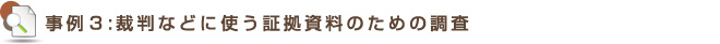 事例3:裁判などに使う証拠資料のための調査
